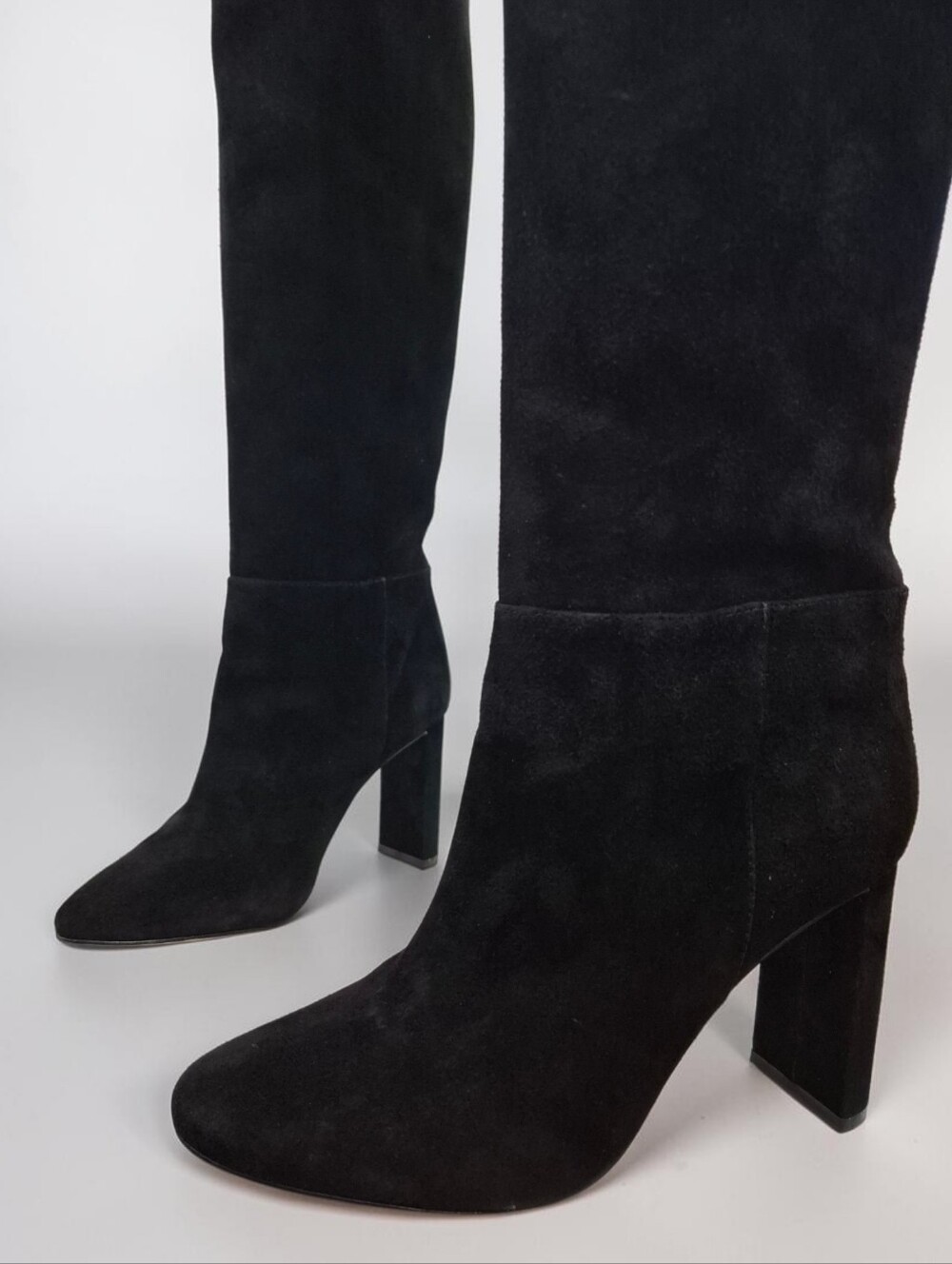 Schutz Austine Black Suede Over the Knee Boots 9 Block Heel Round Toe - Picture 6 of 16